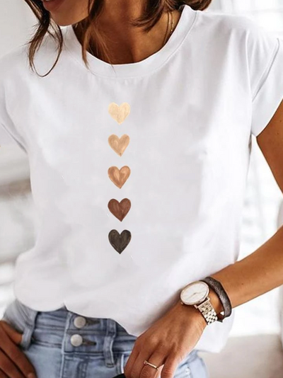 T-shirt Blanc à Imprimé Graphique Minimaliste pour Femme