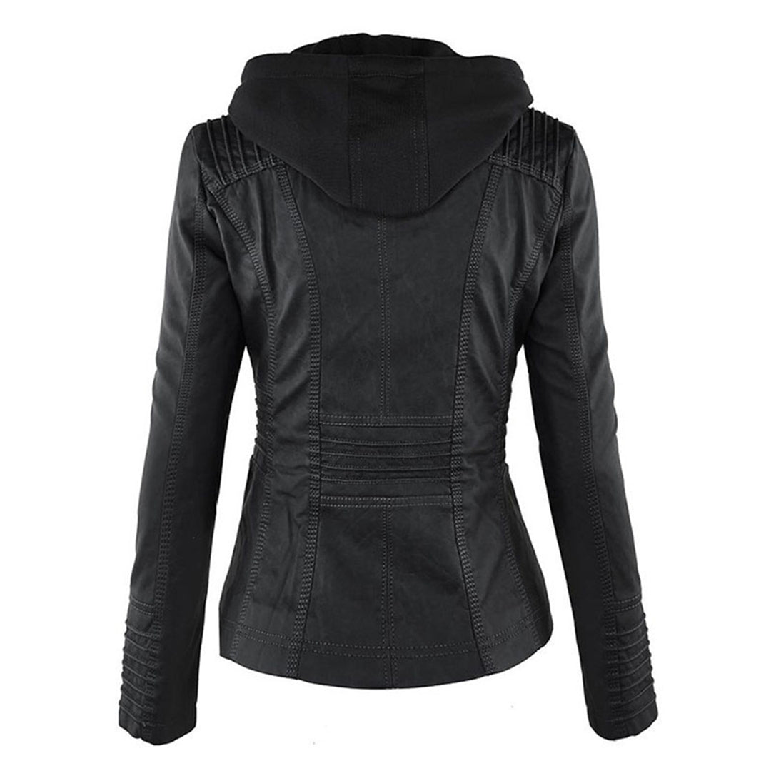 LINDA | Veste en cuir à la mode avec capuche
