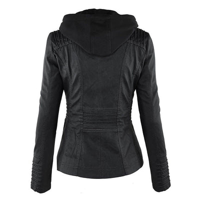 LINDA | Veste en cuir à la mode avec capuche