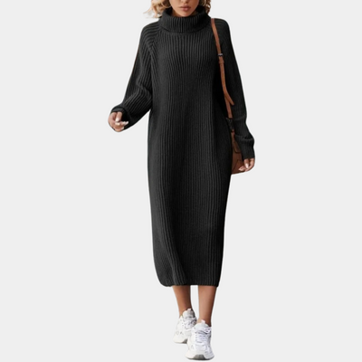 Robe-pull longue col roulé pour femme | Midi