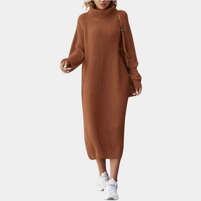 Robe-pull longue col roulé pour femme | Midi