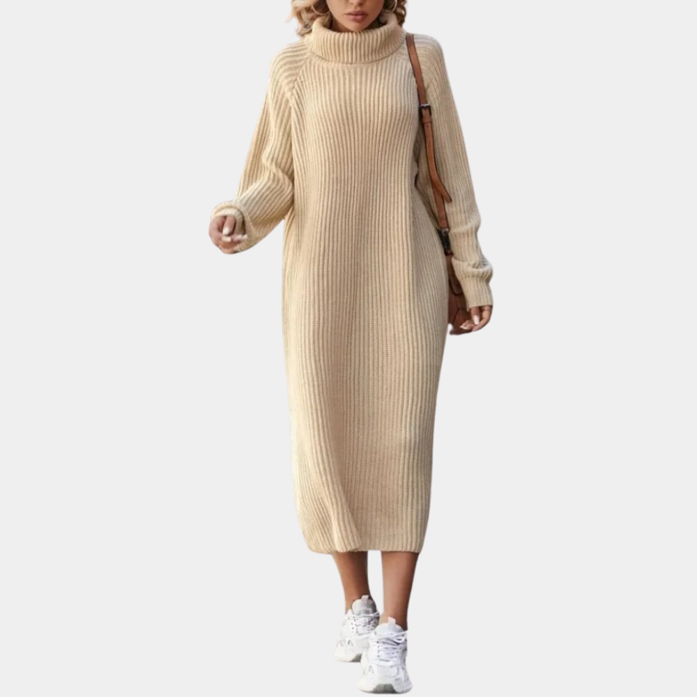 Robe-pull longue col roulé pour femme | Midi