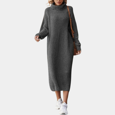 Robe-pull longue col roulé pour femme | Midi