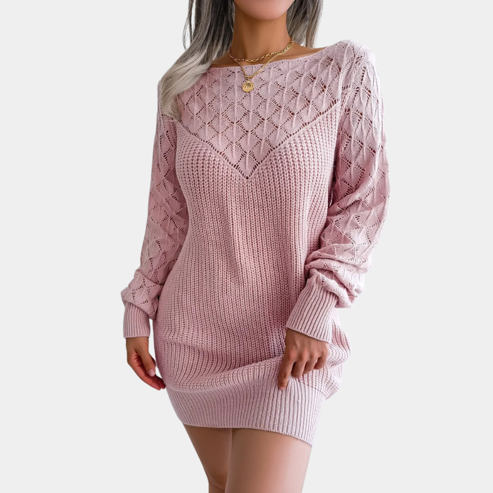 Robe-pull décontractée à manches longues  pour femme | Mini