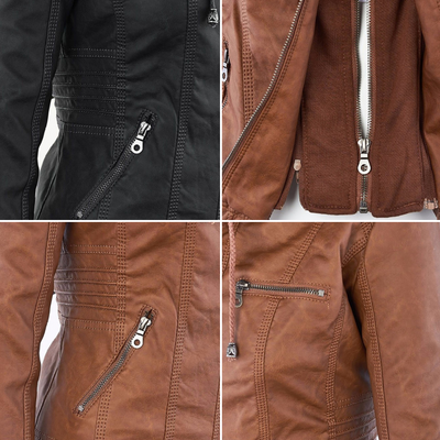 LINDA | Veste en cuir à la mode avec capuche