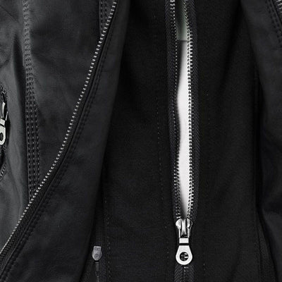 LINDA | Veste en cuir à la mode avec capuche