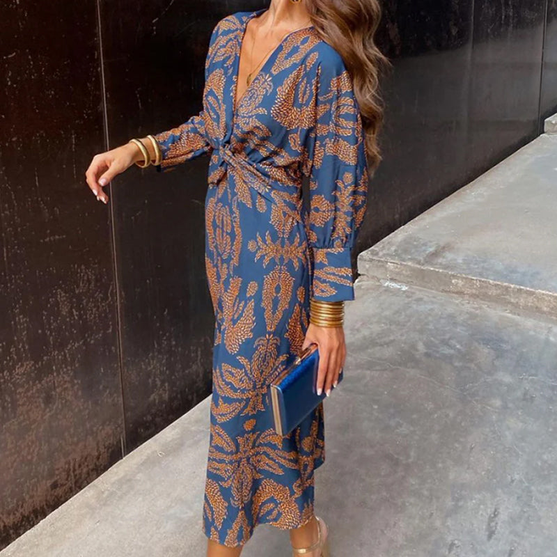 Sabine| Robe élégante à manches longues avec décolleté en V