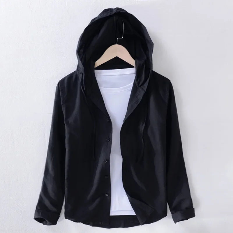 Théodore - Chemise en lin - Décontractée avec capuche - Hommes