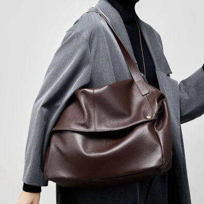 Sac cabas minimaliste en cuir véritable rétro