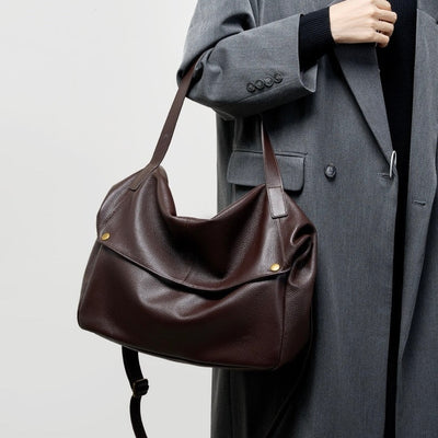 Sac cabas minimaliste en cuir véritable rétro