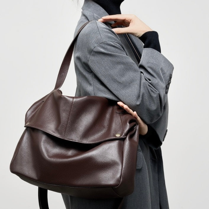 Sac cabas minimaliste en cuir véritable rétro