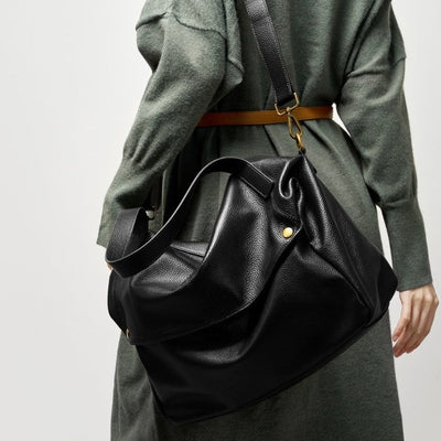 Sac cabas minimaliste en cuir véritable rétro