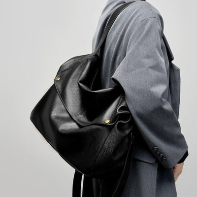 Sac cabas minimaliste en cuir véritable rétro