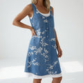 Bleu avec motif floral