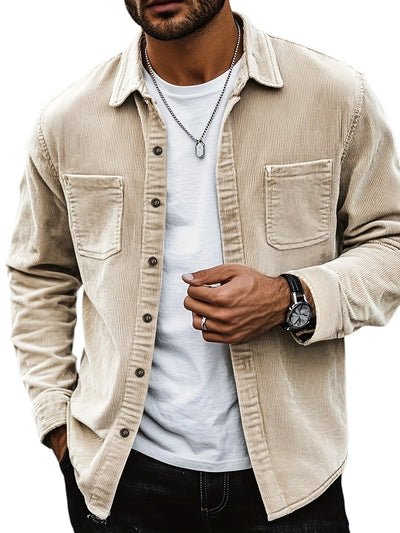 Surchemise Homme en Velours Côtelé à Boutons | Manches Longues