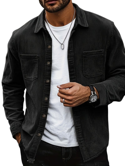 Surchemise Homme en Velours Côtelé à Boutons | Manches Longues