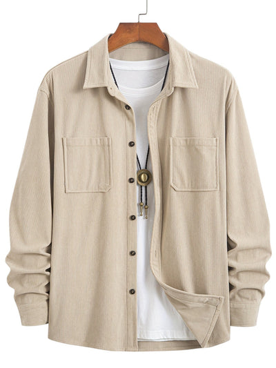 Surchemise Homme en Velours Côtelé à Boutons | Manches Longues