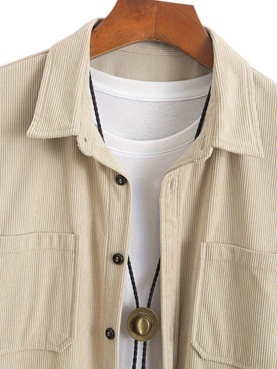 Surchemise Homme en Velours Côtelé à Boutons | Manches Longues