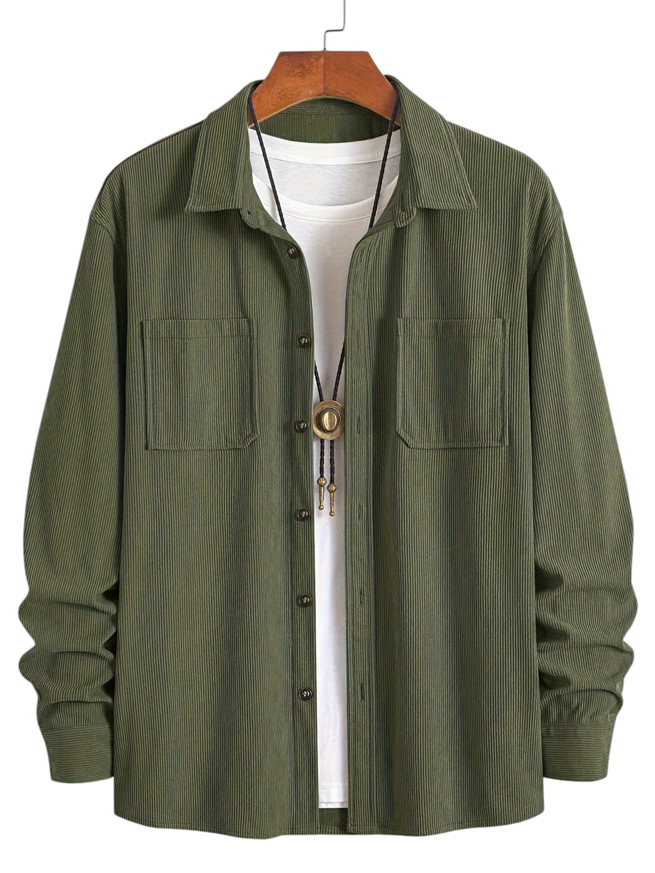 Surchemise Homme en Velours Côtelé à Boutons | Manches Longues