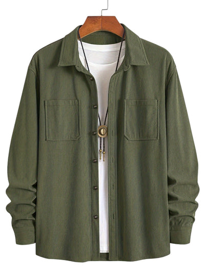 Surchemise Homme en Velours Côtelé à Boutons | Manches Longues