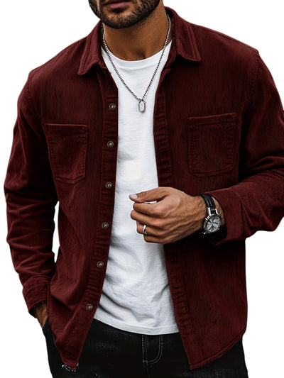 Surchemise Homme en Velours Côtelé à Boutons | Manches Longues