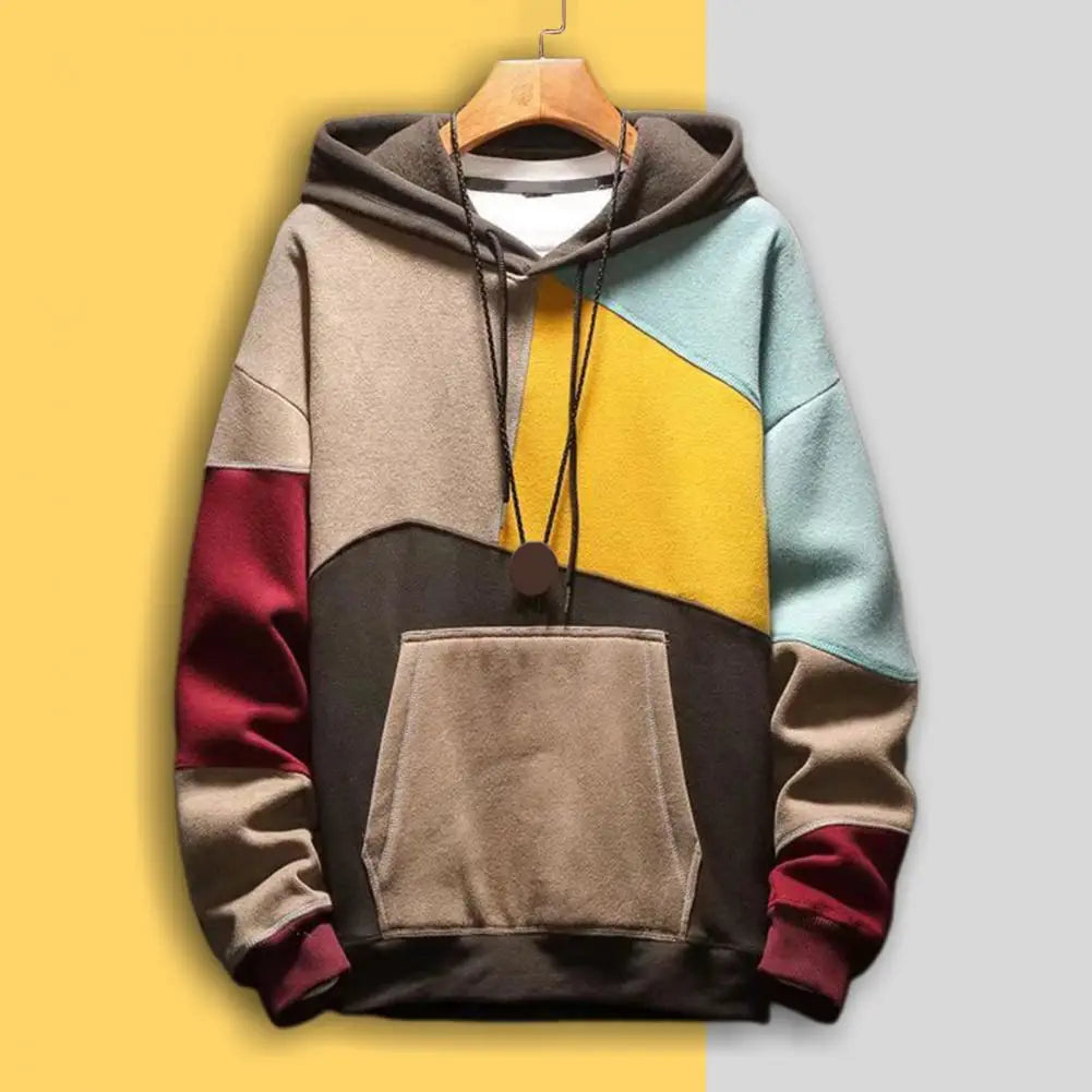 Sweat à Capuche Color Block Chaud pour Homme | Sweatshirt Décontracté Streetwear