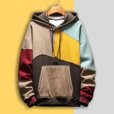 Sweat à Capuche Color Block Chaud pour Homme | Sweatshirt Décontracté Streetwear