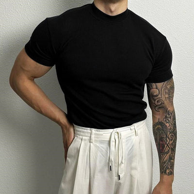 T-shirt slim à col montant