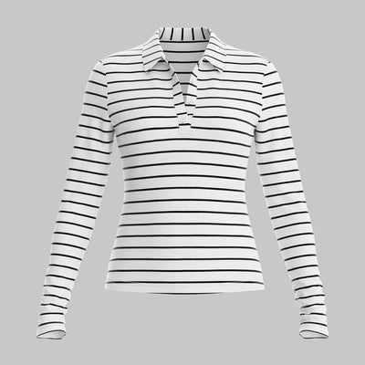 Sia - Top rayé stylé avec col et manches longues