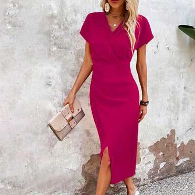 Robe Midi Enveloppante à col en V pour Femmes