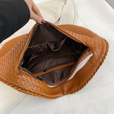 Sac à bandoulière en éco-cuir tressé pour femmes | Moyen