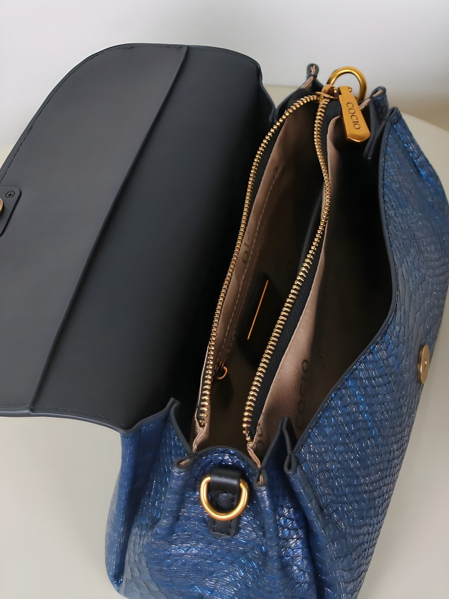 Sac à bandoulière à imprimé serpent en relief