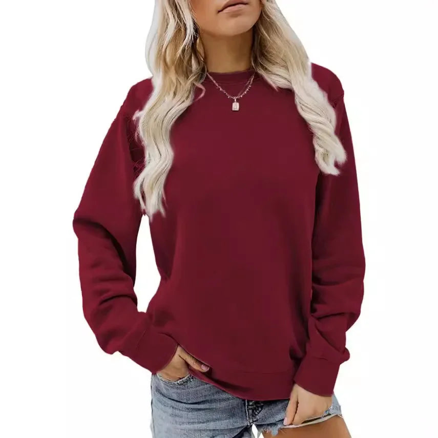 Sweat-shirt à manches longues et col rond pour femme | Chaud