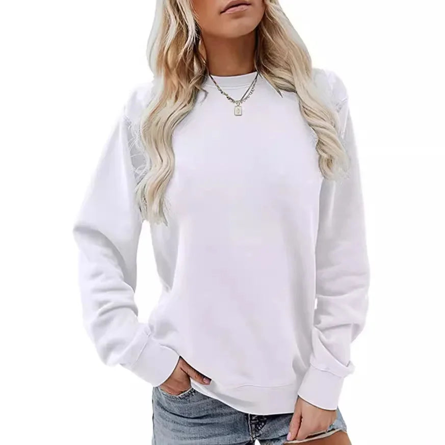 Sweat-shirt à manches longues et col rond pour femme | Chaud