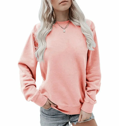 Sweat-shirt à manches longues et col rond pour femme | Chaud