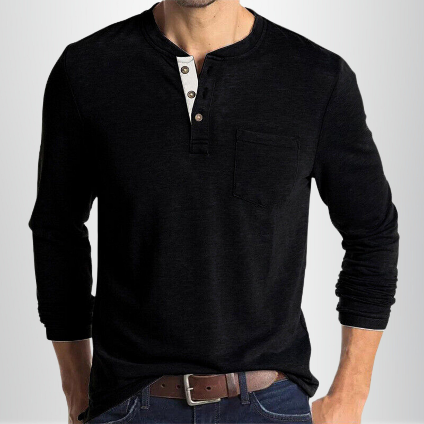 T-shirt classique confortable pour hommes | Manches longues