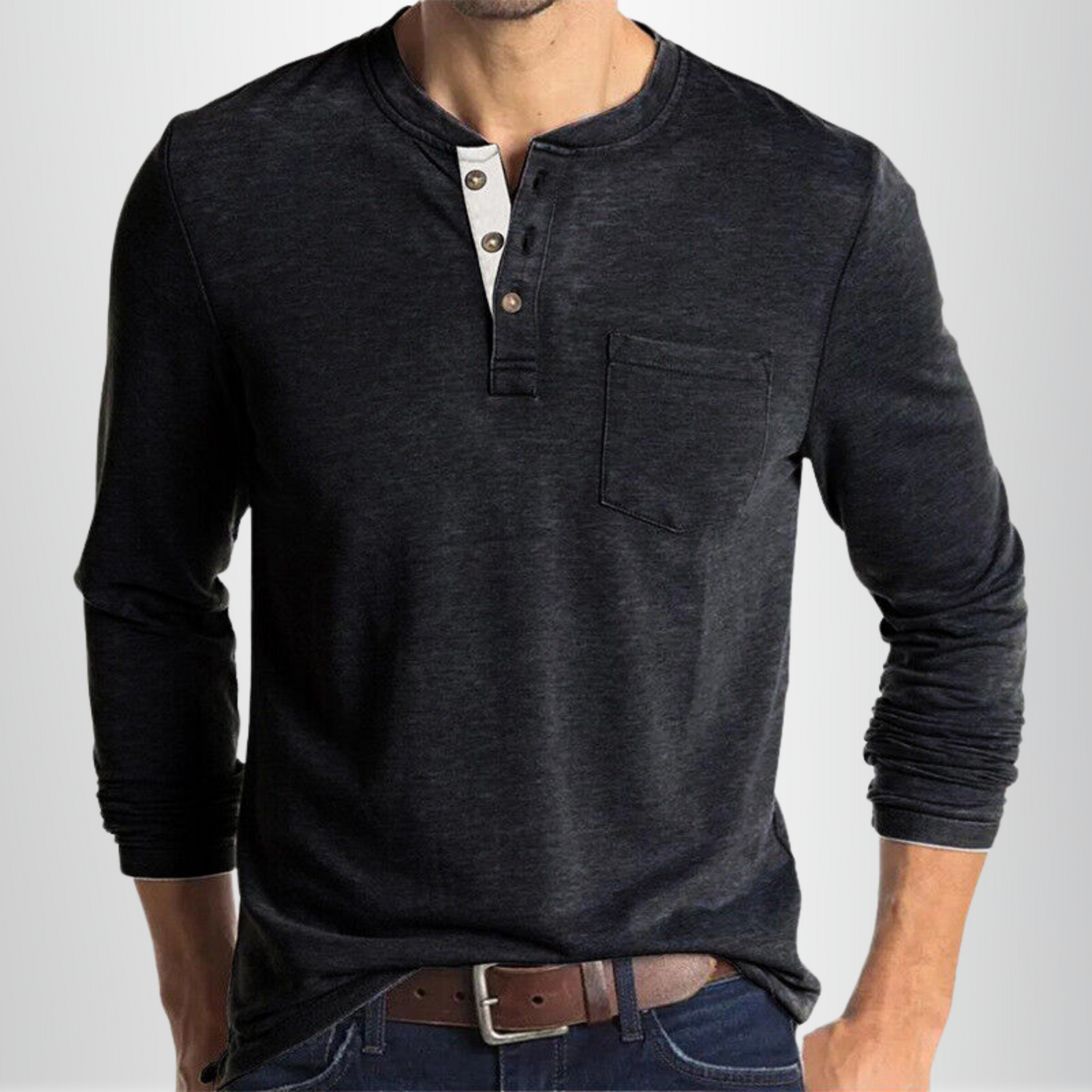 T-shirt classique confortable pour hommes | Manches longues