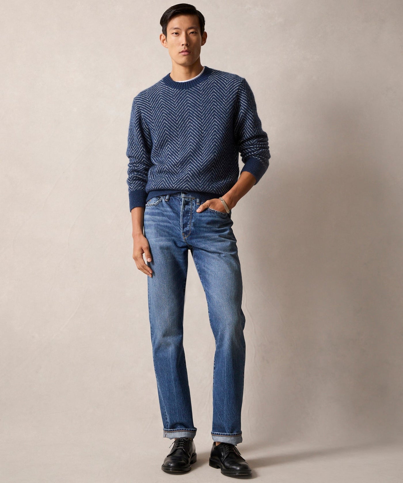Sjors | Pull en mohair chevron à rayures pour homme