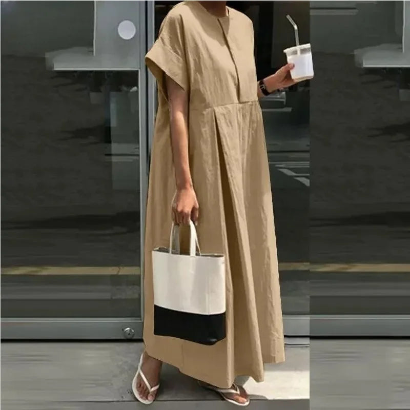 Robe Maxi Femme à Manches Courtes