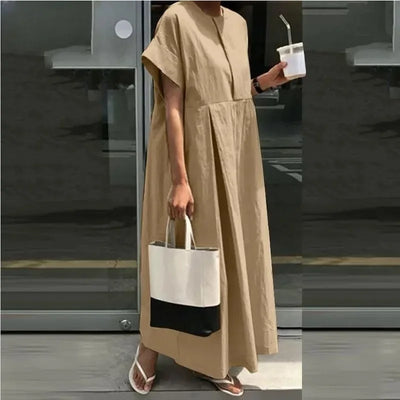 Robe Maxi Femme à Manches Courtes