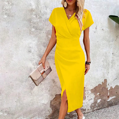 Robe Midi Enveloppante à col en V pour Femmes