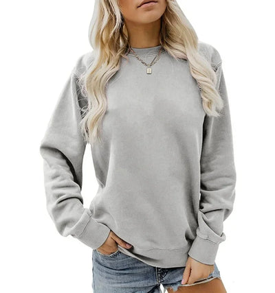 Sweat-shirt à manches longues et col rond pour femme | Chaud