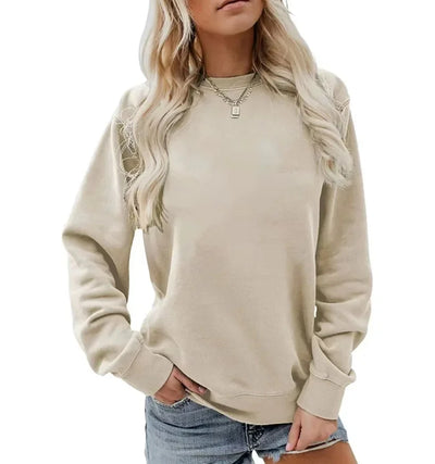 Sweat-shirt à manches longues et col rond pour femme | Chaud