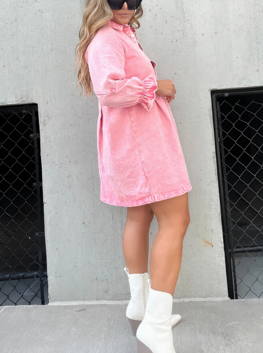 LINDA - Robe en denim à manches longues