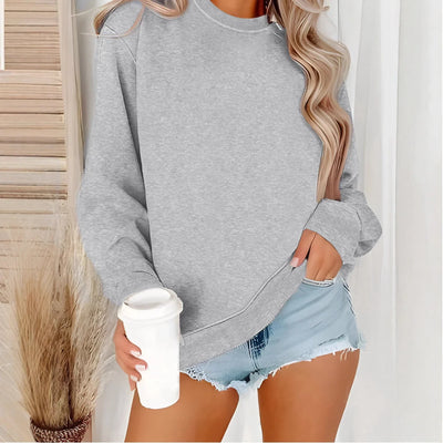 Sweat-shirt chaud oversize à col rond pour femme | Manches longues