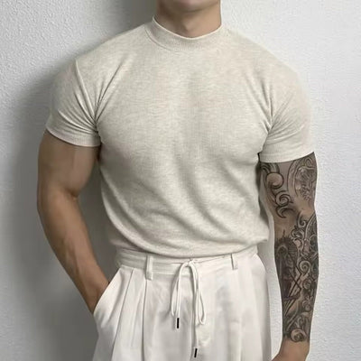 T-shirt slim à col montant