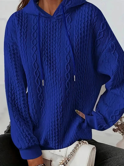 Sweat à capuche oversize en maille torsadée pour femme | Pull chaud à manches longues