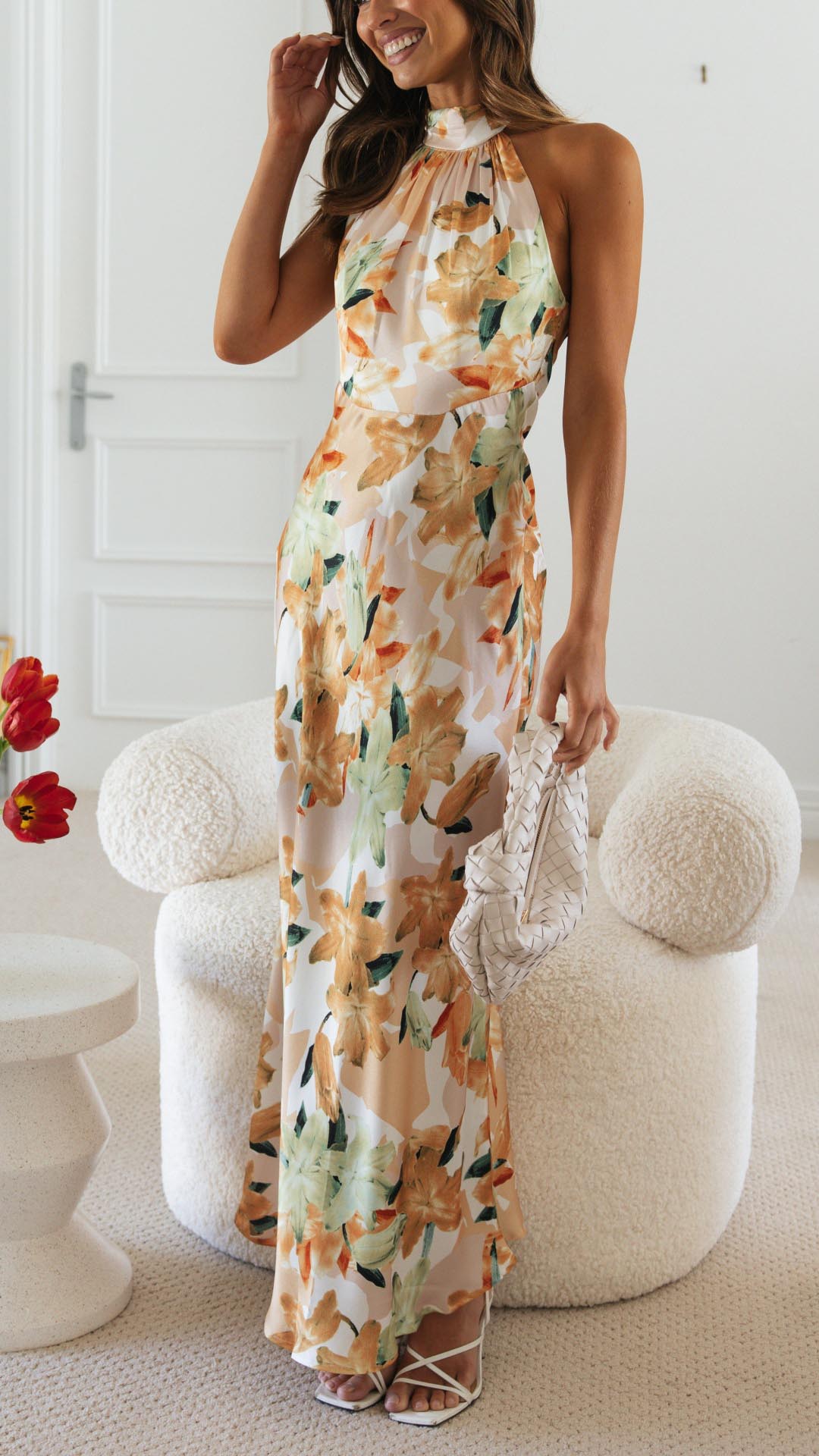 Shannon | Robe longue à bretelles croisés avec motif floral