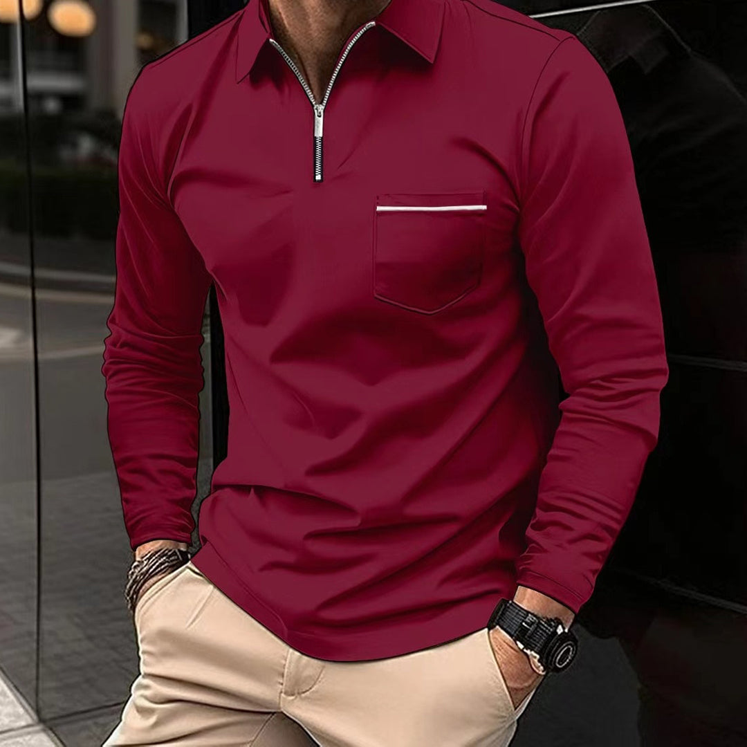 Aaron - Polo zippé élégant, coupe ajustée et respirant
