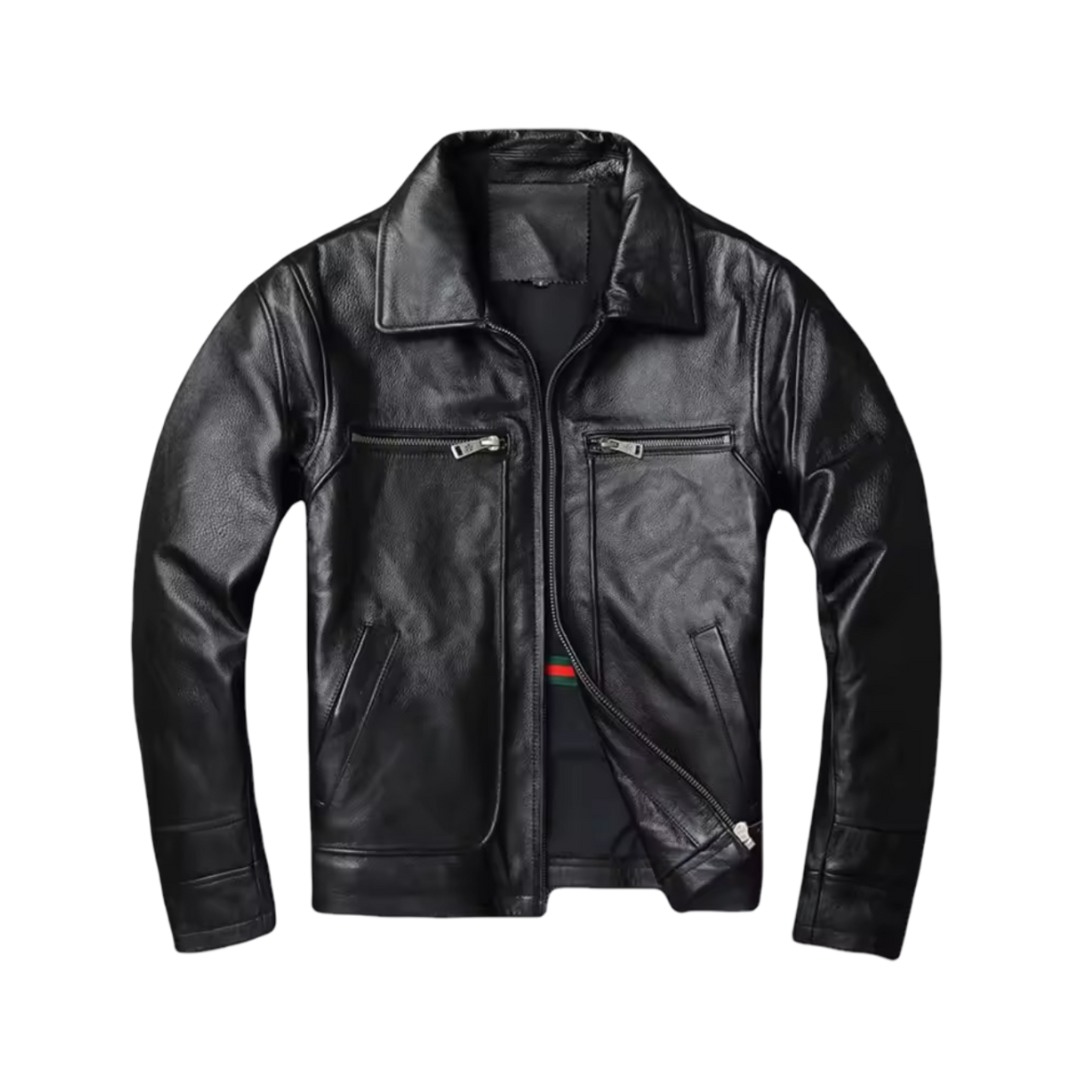 Thierry | Veste en cuir style camionneur robuste